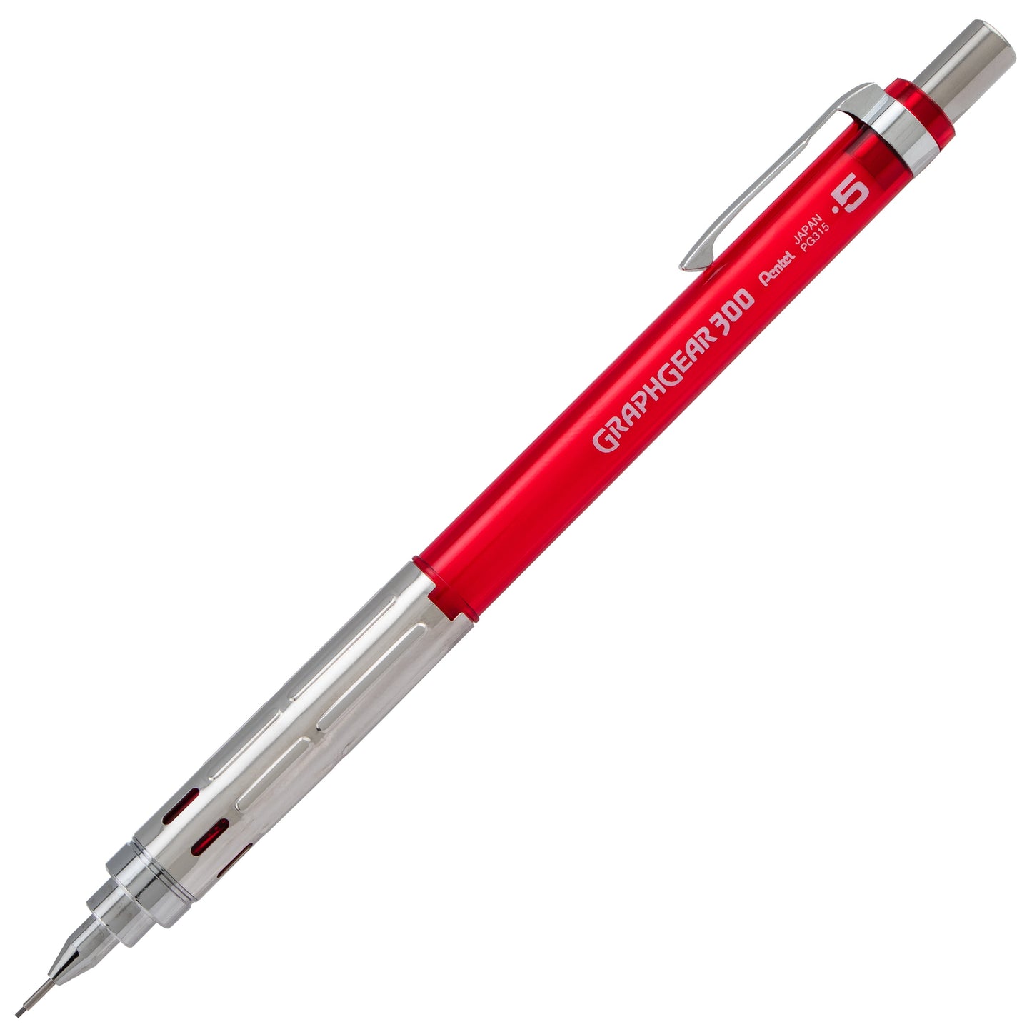 GraphGear 300 Mechanical Pencil, (0.5mm) Fine line, Red Barrel (PG315TB)