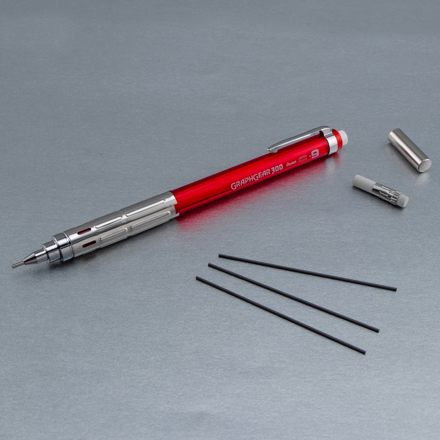 GraphGear 300 Mechanical Pencil, (0.9mm) Thick line, Red Barrel (PG319TB)