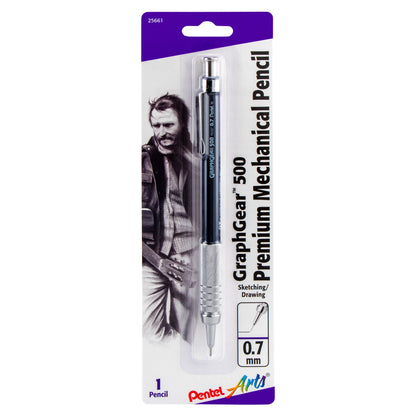 Pentel Arts GraphGear 500 Premium Drafting Pencil (0.7mm), Blue Barrel, 1-Pk (PG527CPABP)