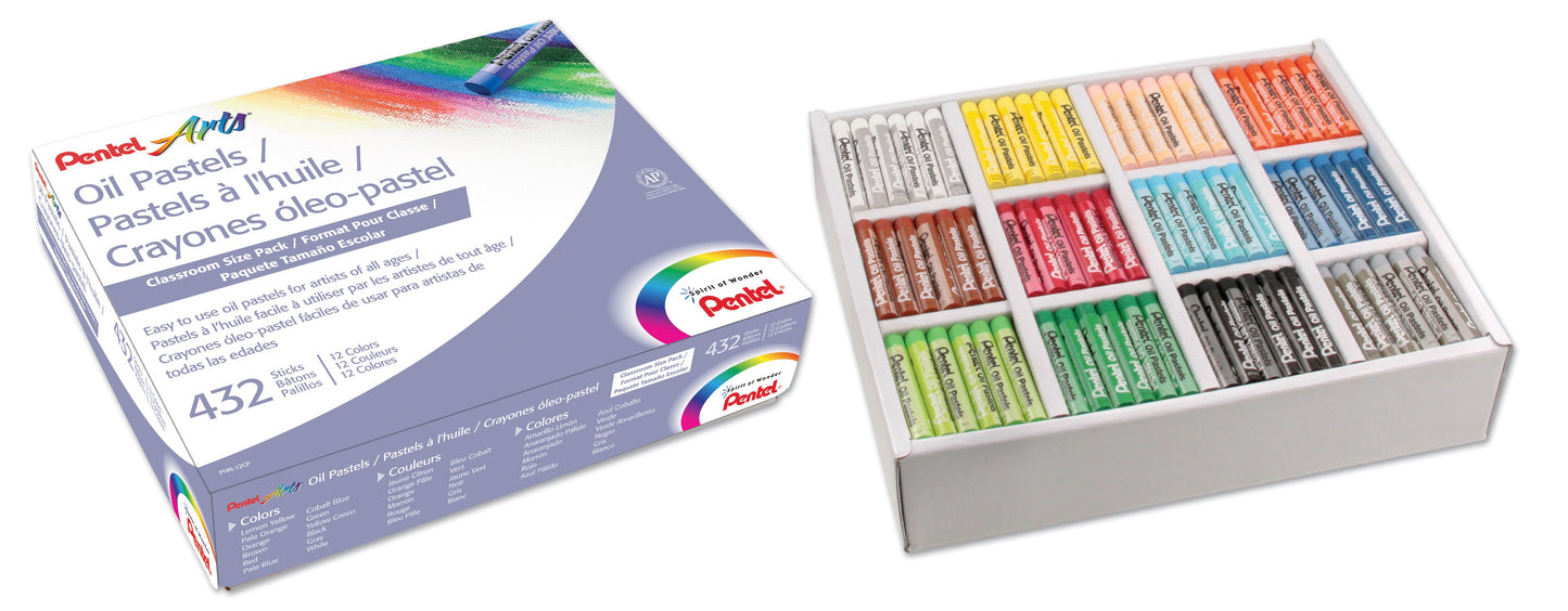 Pentel Arts Oil Pastels - 432 Piece Classroom Size Pack (PHN-12CP)