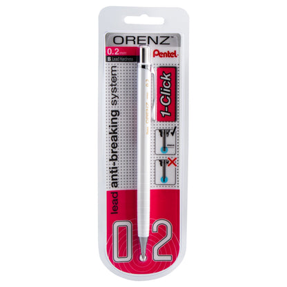 Pentel Arts ORENZ 1-Click Mechanical Pencil (0.2mm) White Barrel, 1-Pk, Japan Style Graphics (PP502WPABP)