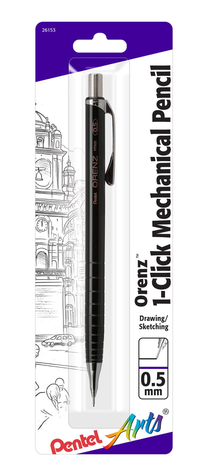 Pentel Arts ORENZ 1-Click Mechanical Pencil (0.5mm) Black Barrel, 1-Pk, Japan Style Graphics (PP505APABP)
