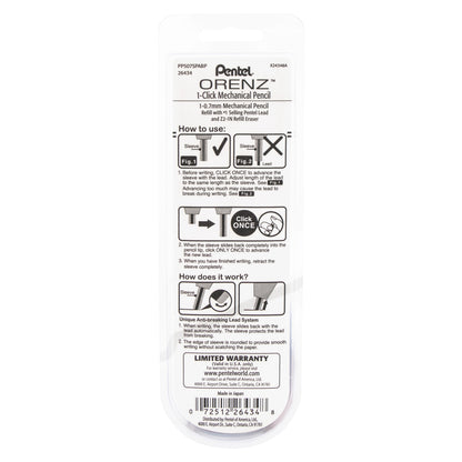 Pentel Arts ORENZ 1-Click Mechanical Pencil (0.7mm) Sky Blue Barrel, 1-Pk, Japan Style Graphics (PP507SPABP)