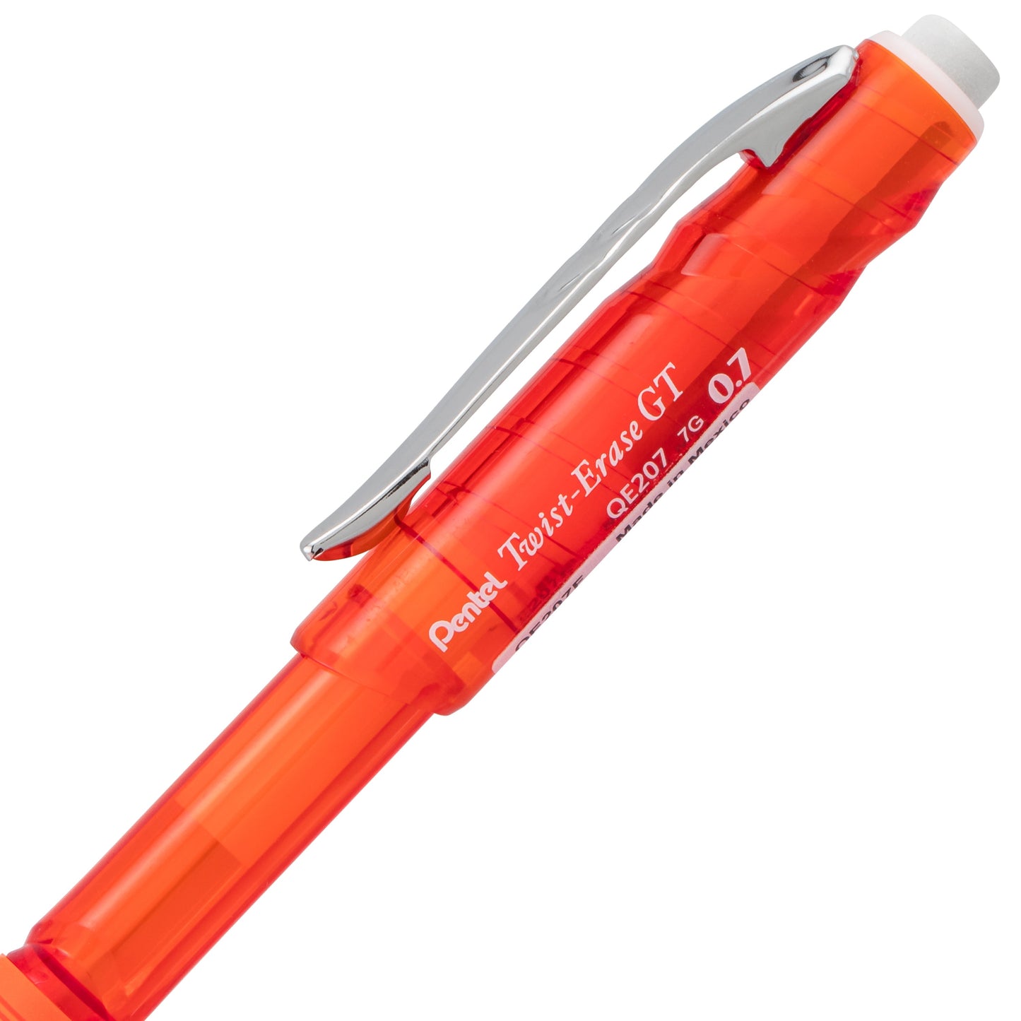 Twist-Erase GT (0.7mm) 1-CLICK Mechanical Pencil Transparent Orange (QE207F)