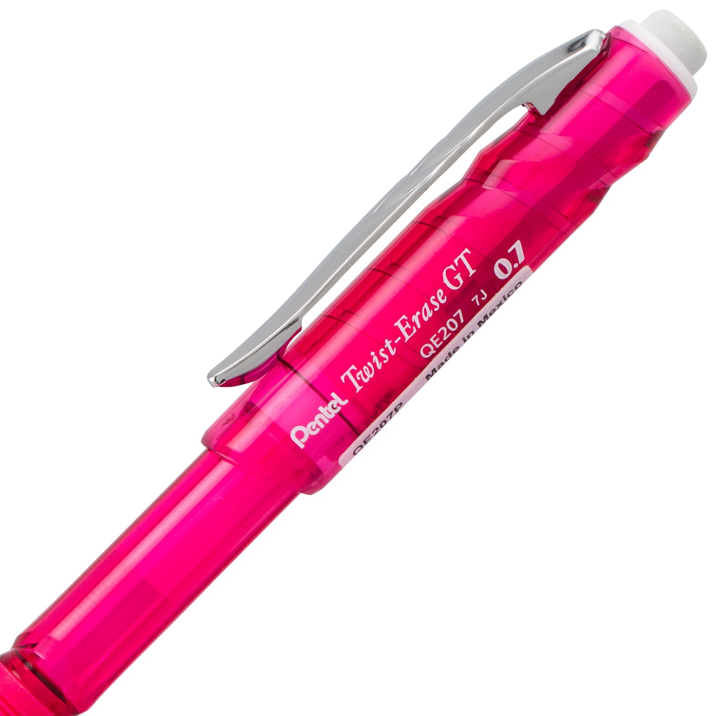 Twist-Erase GT (0.7mm) 1-CLICK Mechanical Pencil Transparent Fuschia Pink (QE207P)