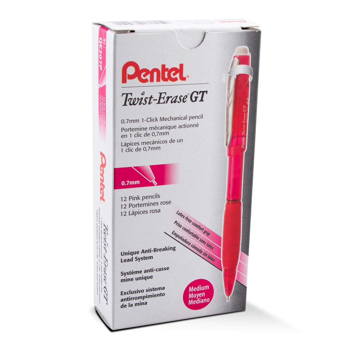 Twist-Erase GT (0.7mm) 1-CLICK Mechanical Pencil Transparent Fuschia Pink (QE207P)