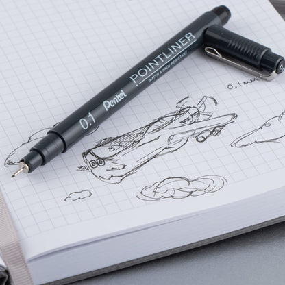 Pentel Arts Pointliner Pen, 0.1mm, Black Ink (S20P-1A)