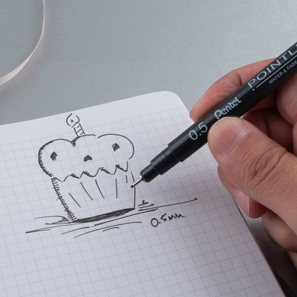 Pentel Arts Pointliner Pen, 0.5mm, Black Ink (S20P-5A)