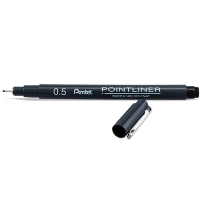 Pentel Arts Pointliner Pen, 0.5mm, Black Ink (S20P-5A)
