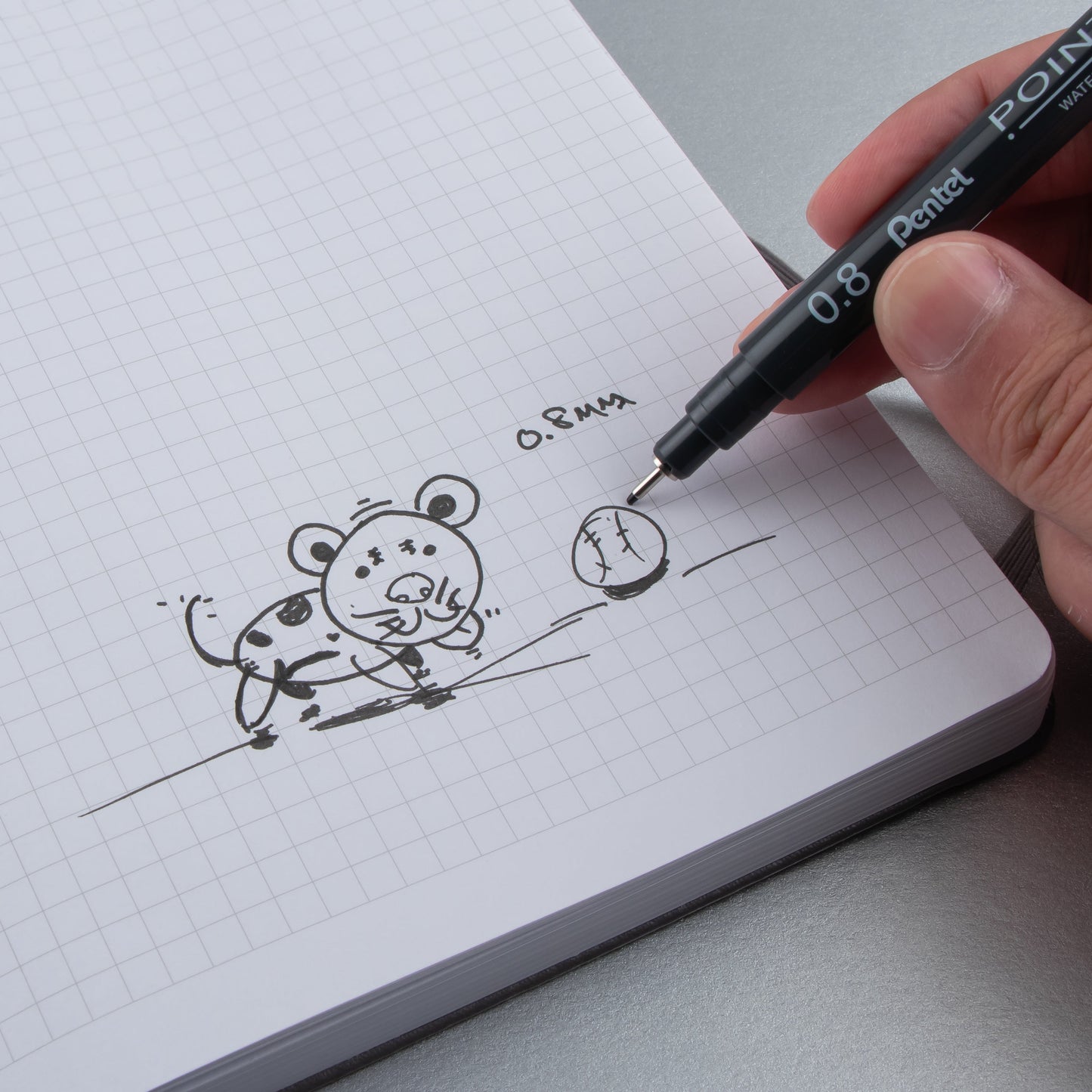 Pentel Arts Pointliner Pen, 0.8mm, Black Ink (S20P-8A)