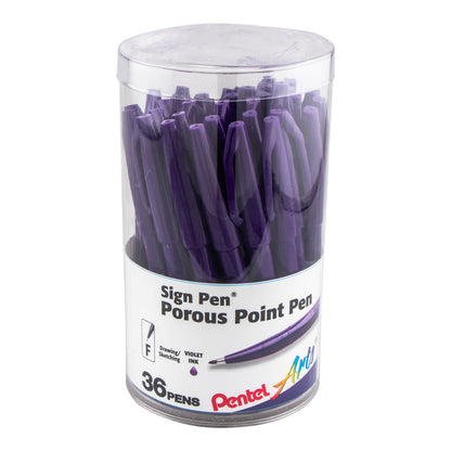 Pentel Arts Sign Pen, Fiber-tipped, Violet Ink 36-pk Canister (S520PC36V)