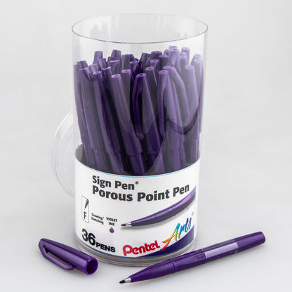 Pentel Arts Sign Pen, Fiber-tipped, Violet Ink 36-pk Canister (S520PC36V)