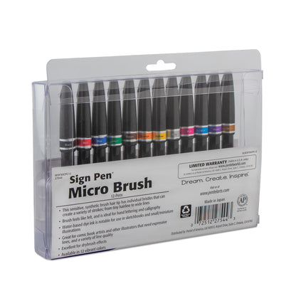 Pentel Arts Sign Pen Micro Brush Tip, Assorted Colors (A/B/C/D/E/F/G/N/P/S/V/Y), 12-pk Plastic Box (SESF30CPC12)
