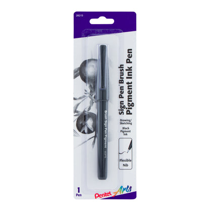 Pentel Arts Sign Pen Brush, Black Pigment Ink, 1-PK (SESP15BPA)
