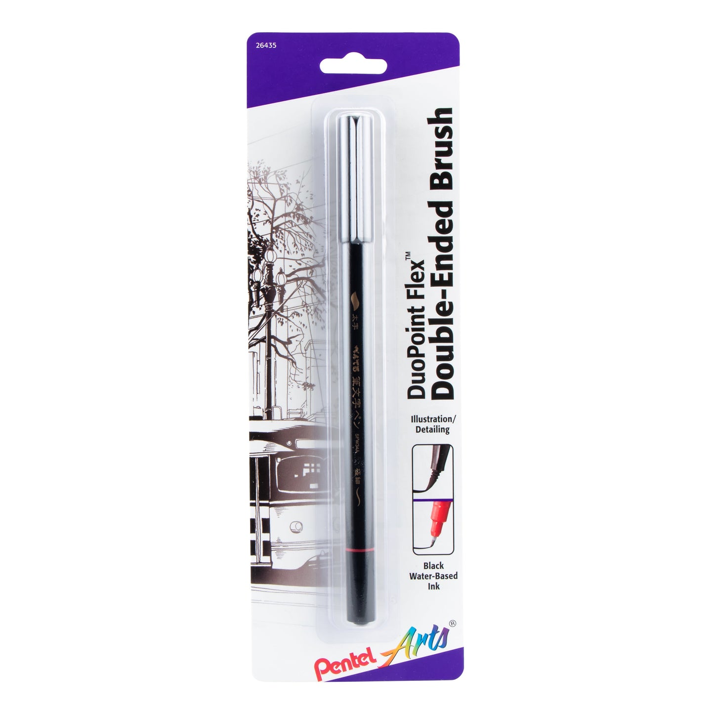 Pentel Arts DuoPoint FlexÃƒÆ’Ã‚Â¢ÃƒÂ¢Ã¢â€šÂ¬Ã…Â¾Ãƒâ€šÃ‚Â¢ Double Ended Brush, Black Ink, 1-Pk Carded (SFW34BPA)
