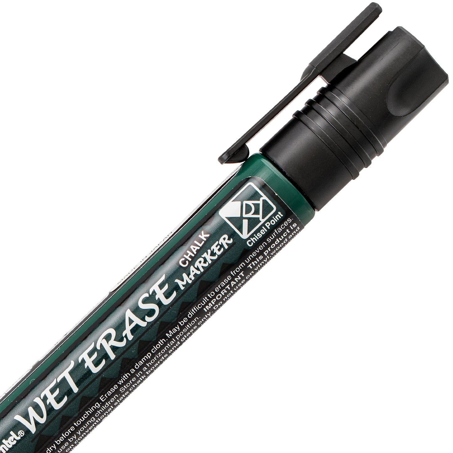 Pentel Arts Wet Erase Chalk Marker, Chisel Tip, Black Ink (SMW26-A)