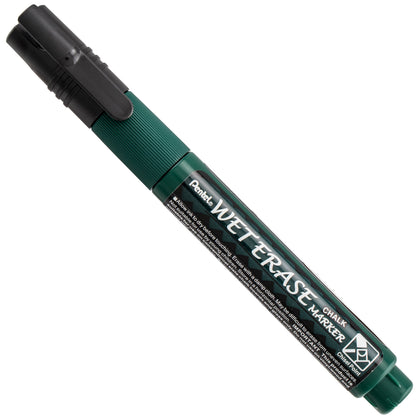 Pentel Arts Wet Erase Chalk Marker, Chisel Tip, Black Ink (SMW26-A)