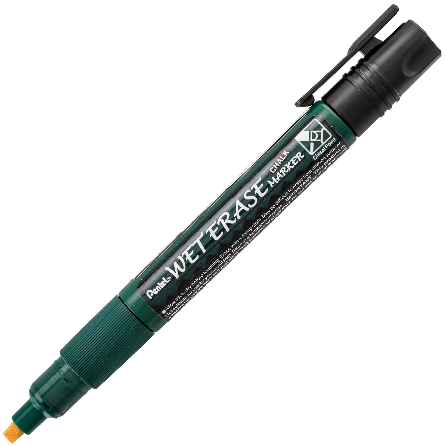 Pentel Arts Wet Erase Chalk Marker, Chisel Tip, Black Ink (SMW26-A)