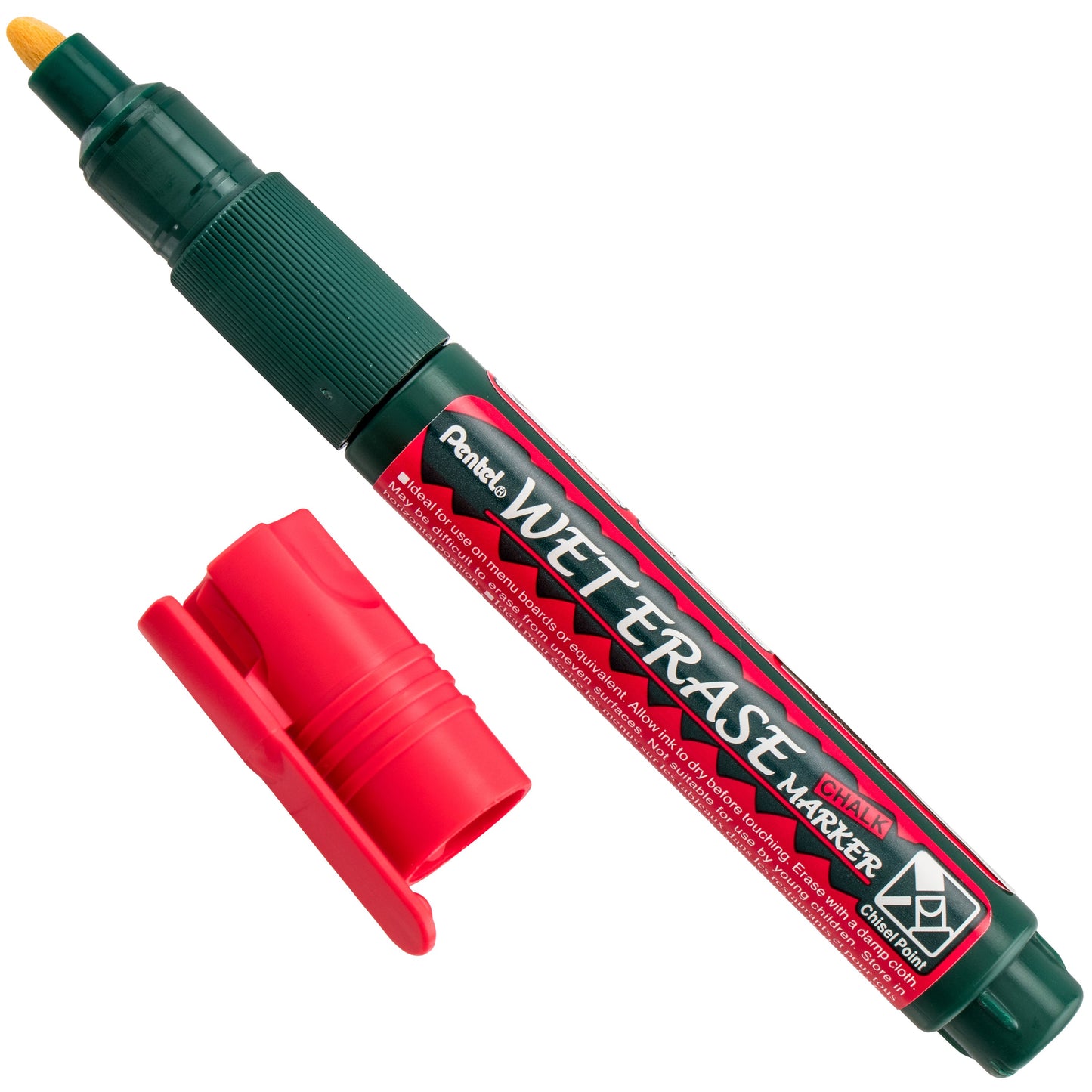 Pentel Arts Wet Erase Chalk Marker, Chisel Tip, Red Ink (SMW26-B)
