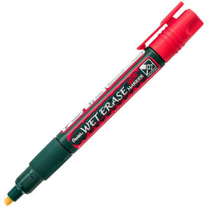 Pentel Arts Wet Erase Chalk Marker, Chisel Tip, Red Ink (SMW26-B)