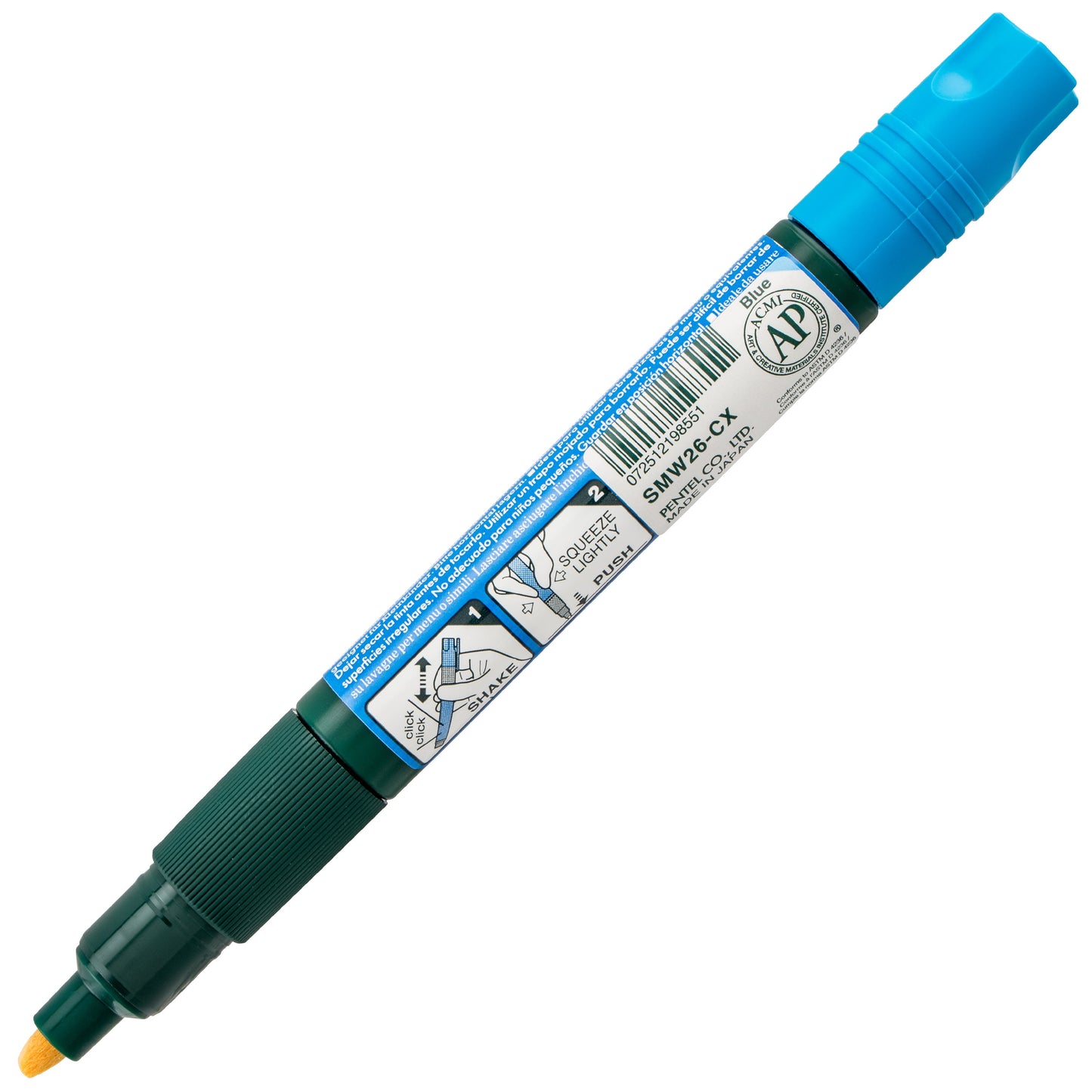 Pentel Arts Wet Erase Chalk Marker, Chisel Tip, Blue Ink (SMW26-C)