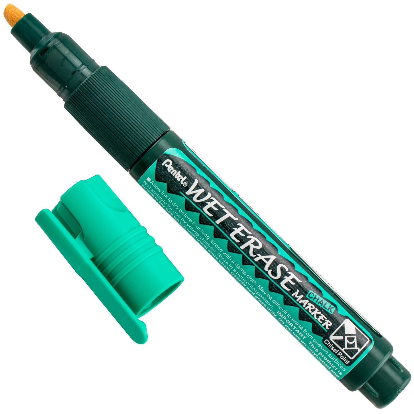 Pentel Arts Wet Erase Chalk Marker, Chisel Tip, Green Ink (SMW26-D)