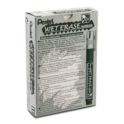 Pentel Arts Wet Erase Chalk Marker, Chisel Tip, Green Ink (SMW26-D)