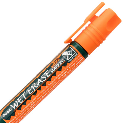 Pentel Arts Wet Erase Chalk Marker, Chisel Tip, Orange Ink (SMW26-F)