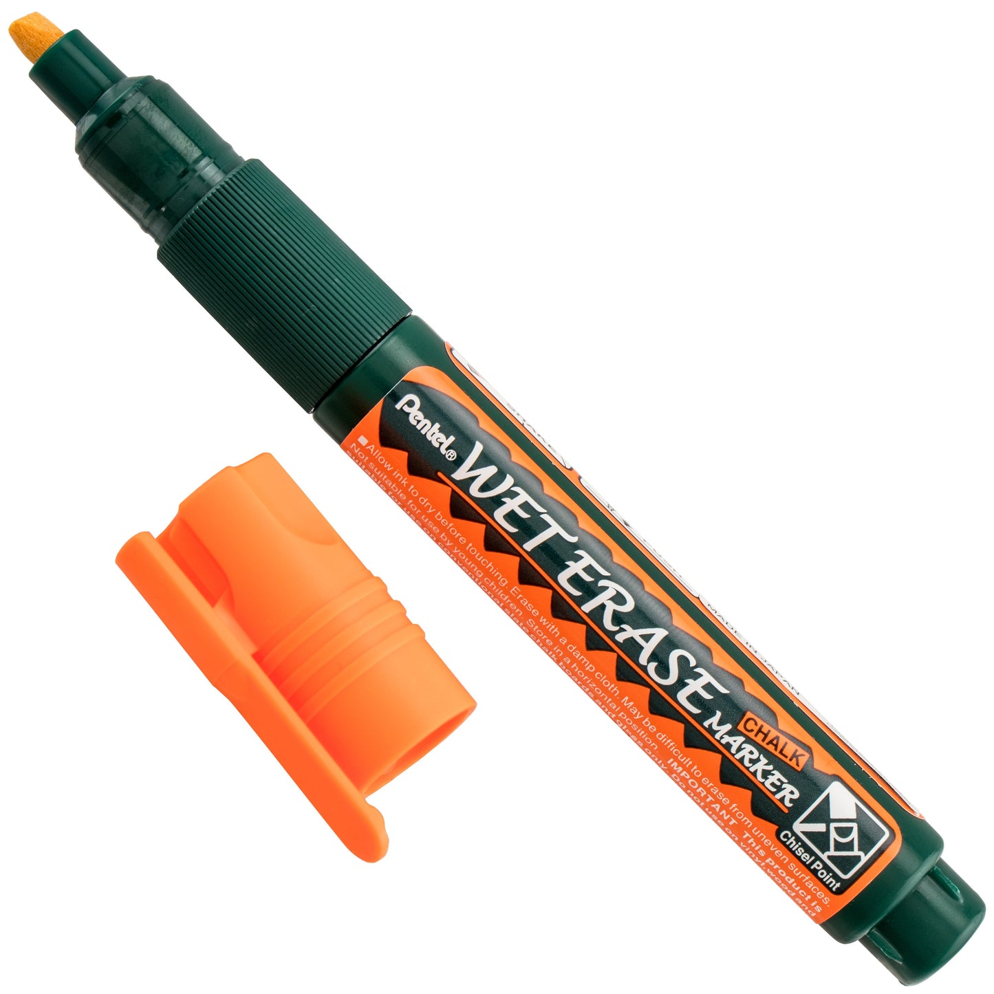 Pentel Arts Wet Erase Chalk Marker, Chisel Tip, Orange Ink (SMW26-F)