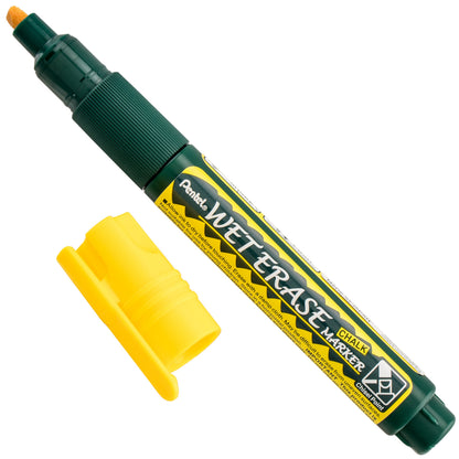 Pentel Arts Wet Erase Chalk Marker, Chisel Tip, Yellow Ink (SMW26-G)