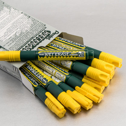 Pentel Arts Wet Erase Chalk Marker, Chisel Tip, Yellow Ink (SMW26-G)