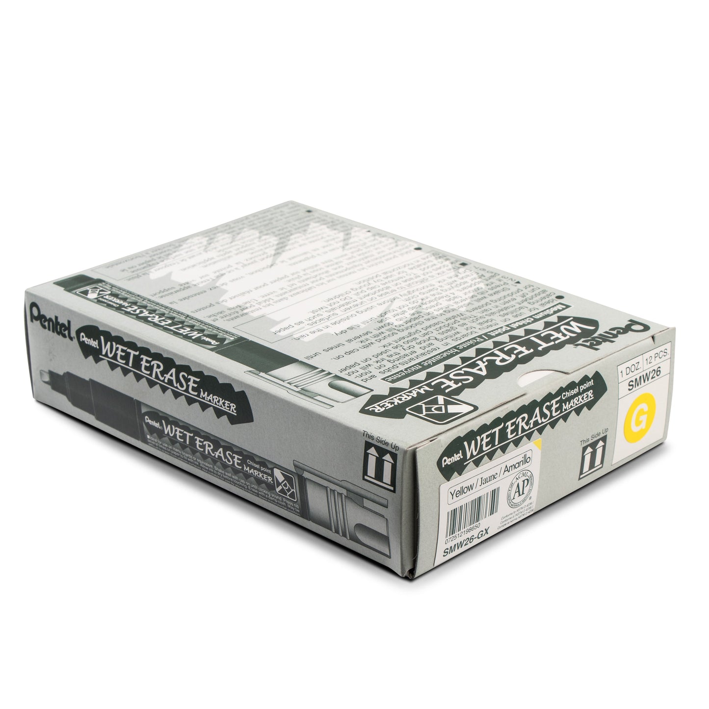 Pentel Arts Wet Erase Chalk Marker, Chisel Tip, Yellow Ink (SMW26-G)