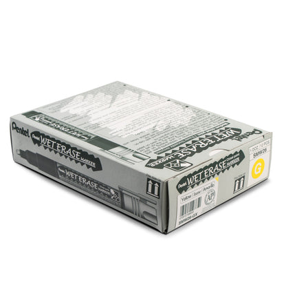 Pentel Arts Wet Erase Chalk Marker, Chisel Tip, Yellow Ink (SMW26-G)