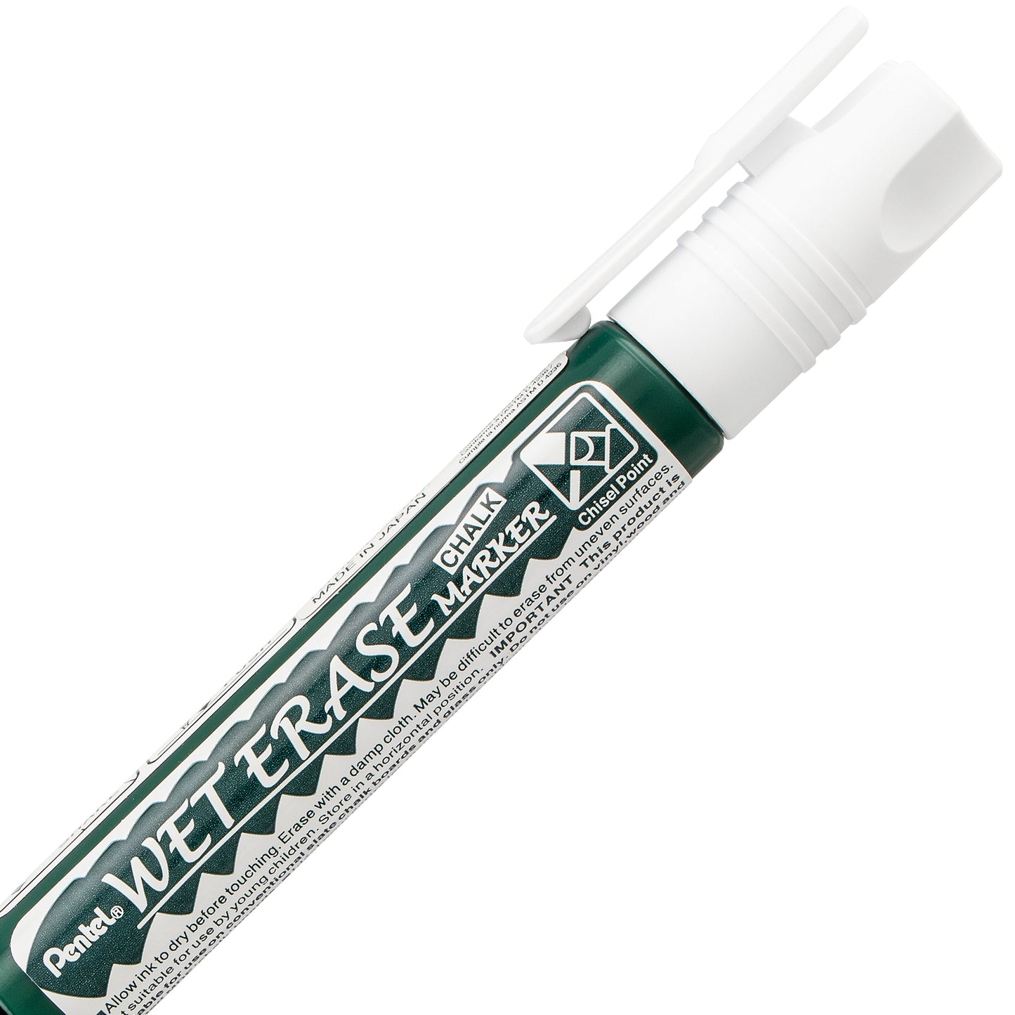 Pentel Arts Wet Erase Chalk Marker, Chisel Tip, White Ink (SMW26-W)