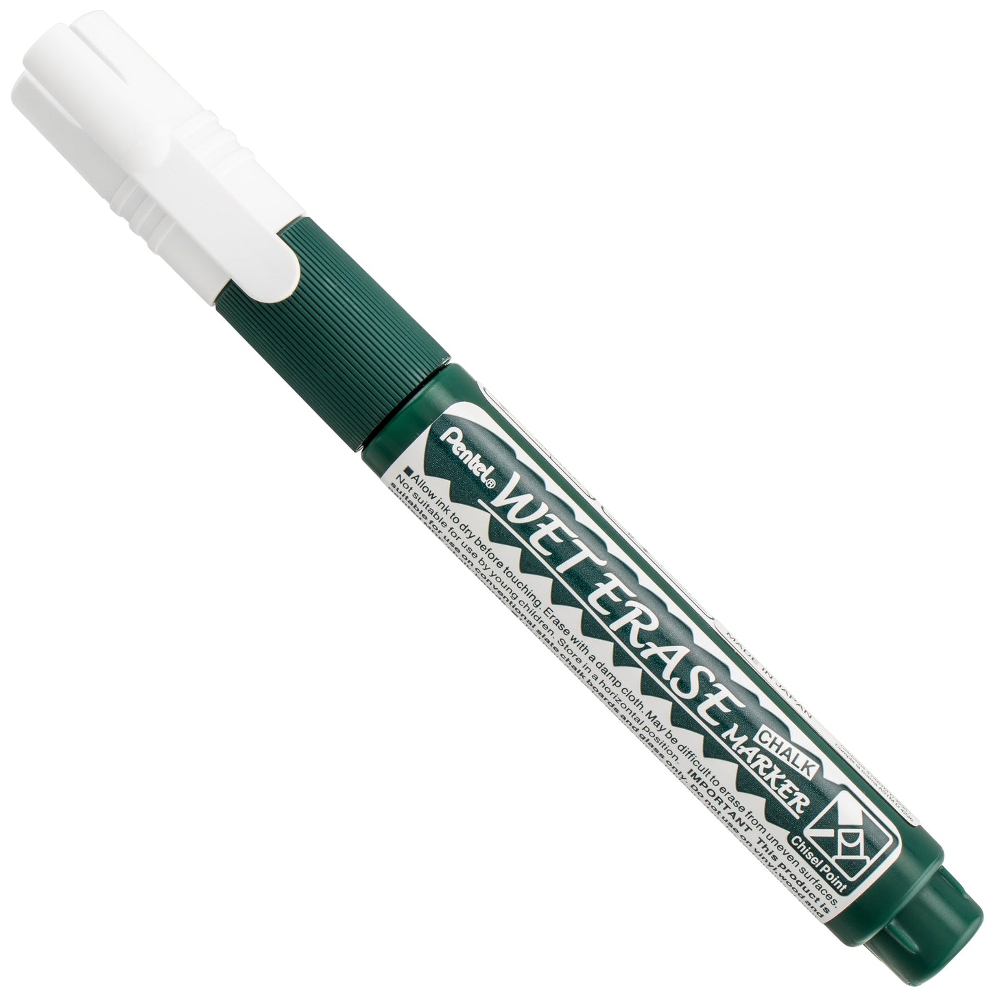 Pentel Arts Wet Erase Chalk Marker, Chisel Tip, White Ink (SMW26-W)