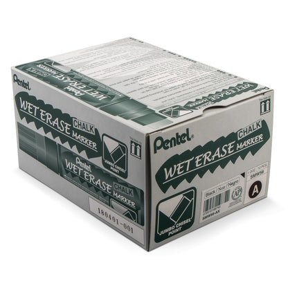 Pentel Arts Wet Erase Chalk Marker, Jumbo Tip, Black Ink (SMW56-A)