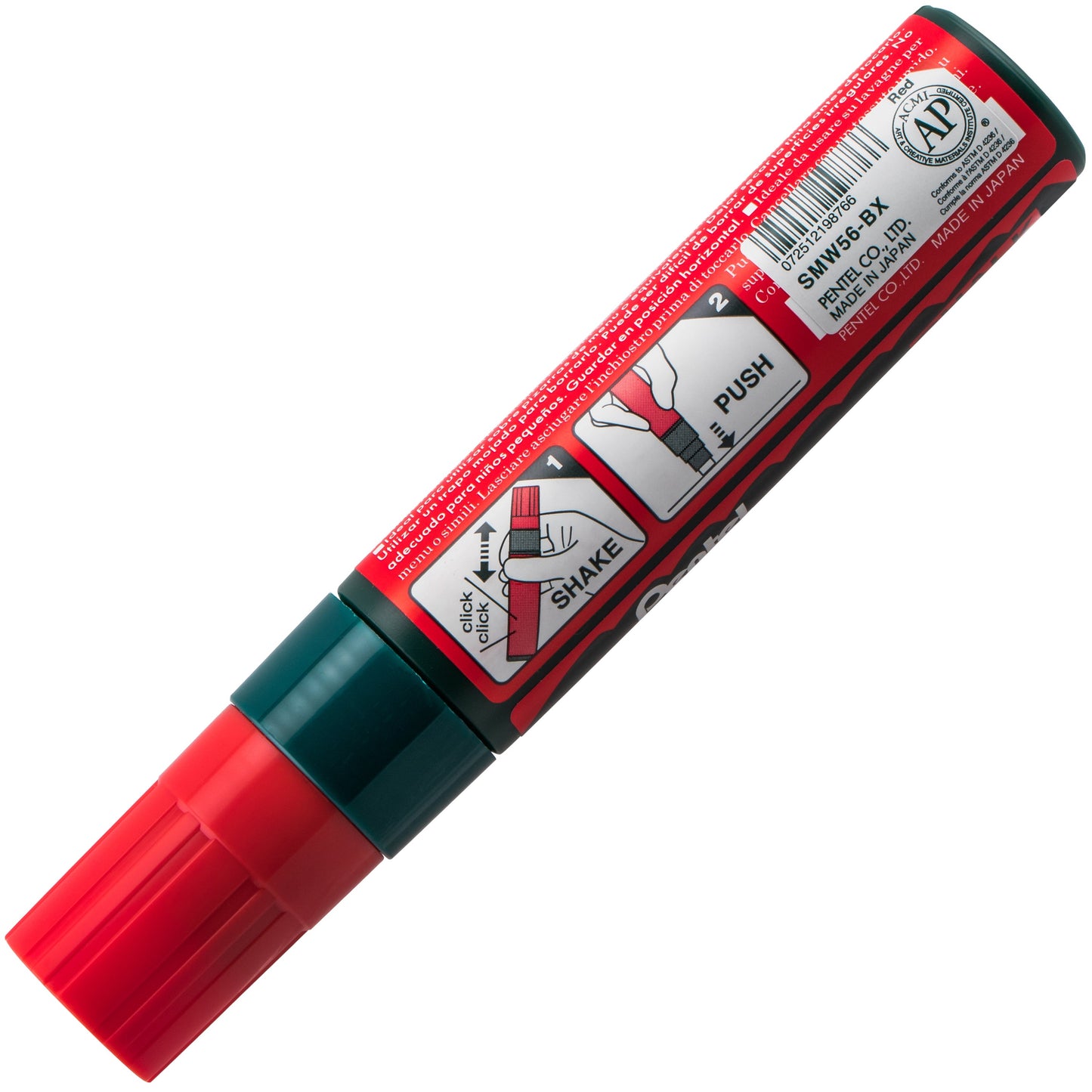 Pentel Arts Wet Erase Chalk Marker, Jumbo Tip, Red Ink (SMW56-B)