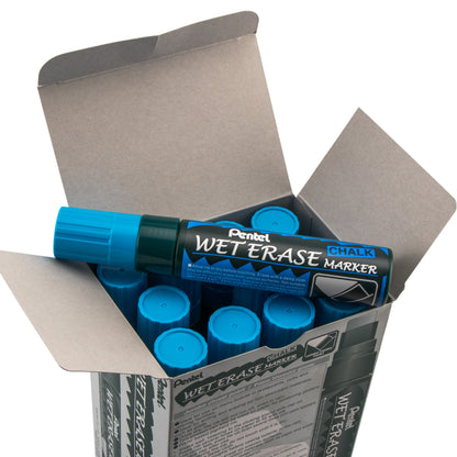 Pentel Arts Wet Erase Chalk Marker, Jumbo Tip, Blue Ink (SMW56-C)