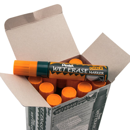 Pentel Arts Wet Erase Chalk Marker, Jumbo Tip, Orange Ink (SMW56-F)