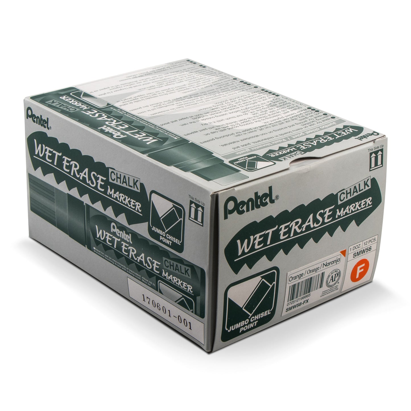 Pentel Arts Wet Erase Chalk Marker, Jumbo Tip, Orange Ink (SMW56-F)
