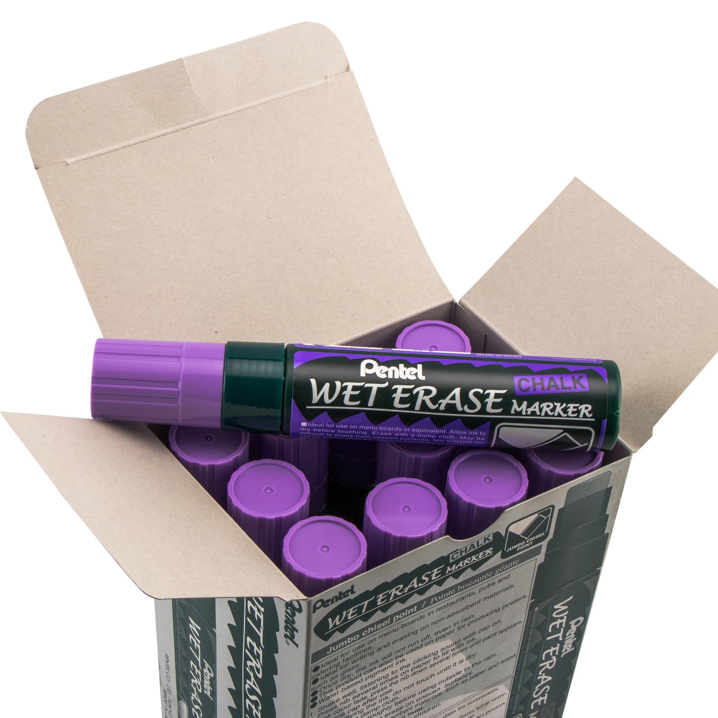 Pentel Arts Wet Erase Chalk Marker, Jumbo Tip, Violet Ink (SMW56-V)
