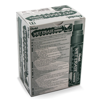 Pentel Arts Wet Erase Chalk Marker, Jumbo Tip, White Ink (SMW56-W)
