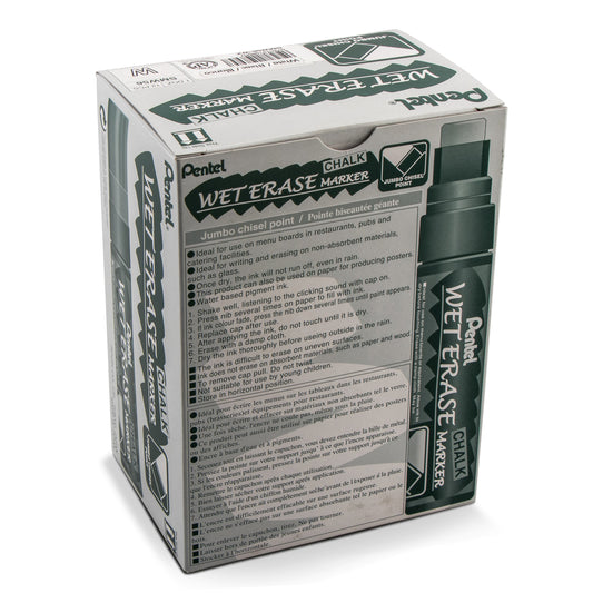 Pentel Arts Wet Erase Chalk Marker, Jumbo Tip, White Ink (SMW56-W)