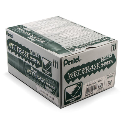 Pentel Arts Wet Erase Chalk Marker, Jumbo Tip, White Ink (SMW56-W)