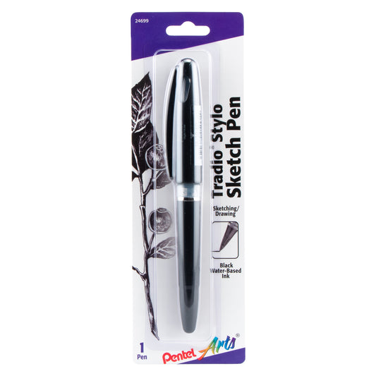 Pentel Arts Tradio Stylo Sketch Pen Black Ink, 1-Pk (TRJ50BPA)