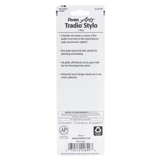 Pentel Arts Tradio Stylo Sketch Pen Black Ink, 1-Pk (TRJ50BPA)