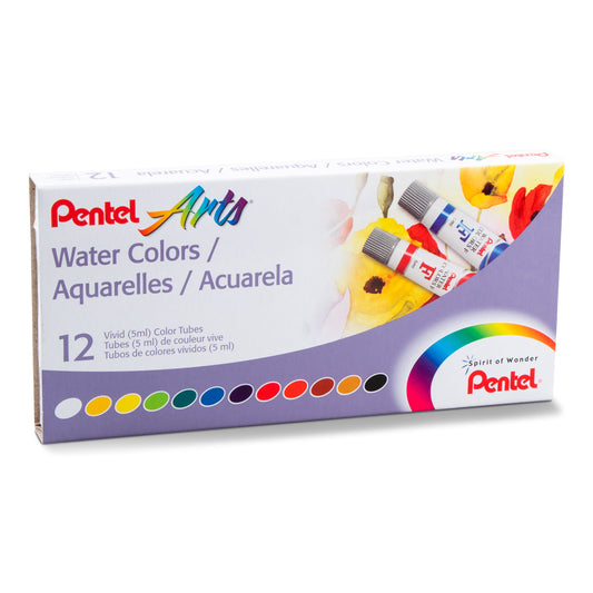 Pentel Arts Water Colors Assorted Colors, 12-Pk (WFRS-12)