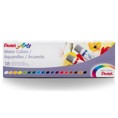 Pentel Arts Water Colors Assorted Colors, 18-Pk (WFRS-18)