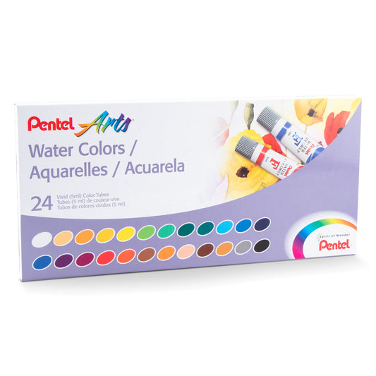 Pentel Arts Water Colors Assorted Colors, 24-Pk (WFRS-24)