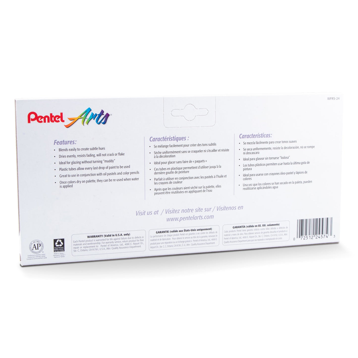 Pentel Arts Water Colors Assorted Colors, 24-Pk (WFRS-24)